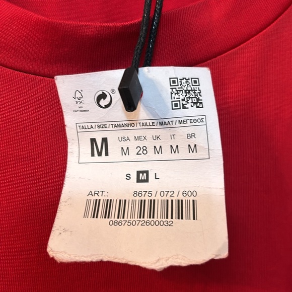 NWT Zara Trafaluc red midi long sleeve dress size medium - Picture 5 of 7